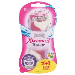 Станок для бритья одноразовый Schick (Wilkinson Sword) Xtreme-3 Beauty/Beauty Sensitive (3+1шт) для женщин
