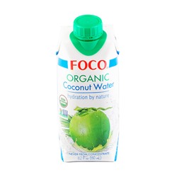 Кокосовая вода 100% органическая, без сахара FOCO, 330 мл