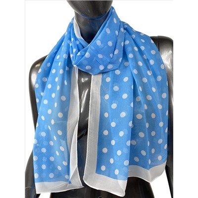Легкий палантин-шарф с принтом, цвет голубой