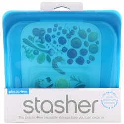 Stasher, Reusable Silicone Food Bag, Sandwich Size/Medium, Blueberry, 15 fl oz (450 ml)