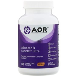 Advanced Orthomolecular Research AOR, Advanced B Complex Ultra, улучшенный ультракомплекс витаминов группы В, 60 таблеток с медленным высвобождением