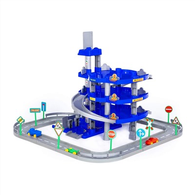 320791 Wader Паркинг 4-уровневый с дорогой и автомобилями (синий) (в коробке)
