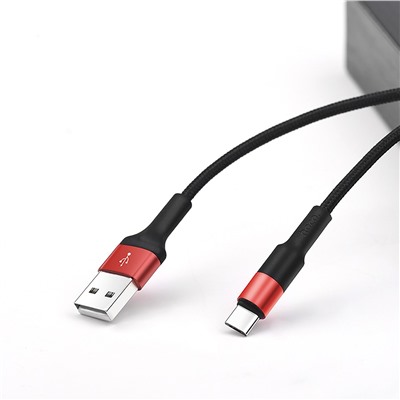 Кабель USB - Type-C Hoco X26 Xpress (повр. уп.)  100см 2A  (black/red)