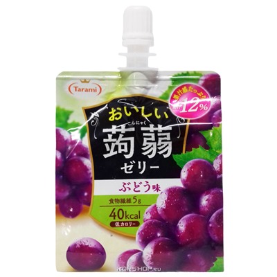Питьевое желе Конняку со вкусом винограда Tarami, Япония, 150 г Акция