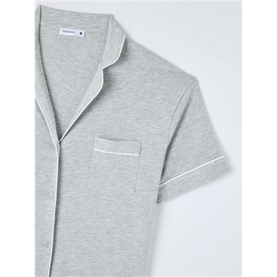 Однотонная футболка-рубашка Светло-серый меланж
