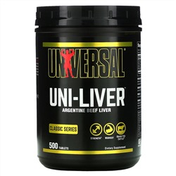 Universal Nutrition, Uni-Liver, Argentine Beef Liver, Classic Series, 500 Tablets