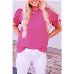 Розовая блуза с пузырчатым рукавом