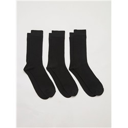 Комплект из трех пар однотонных носков Черный