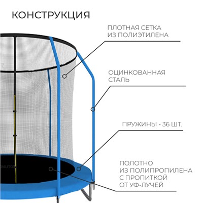 Батут ONLITOP, d=183 см, высота сетки 150 см, цвет синий