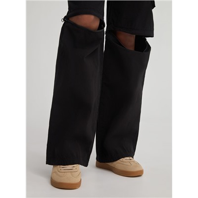 Свободные брюки-карго из хлопковой ткани  Черный