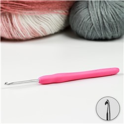 Крючок для вязания с силиконовой ручкой 3.0мм 14см розовый 1364633