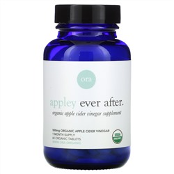 Ora, Appley Ever After, Organic Apple Cider Vinegar Supplement, 500 mg, 60 Organic Tablets