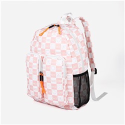 Рюкзак школьный из текстиля на молнии, 5 карманов, цвет розовый