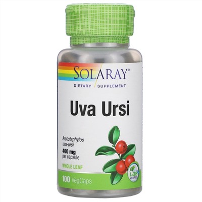 Solaray, толокнянка обыкновенная (Uva ursi), 460 мг, 100 вегетарианских капсул