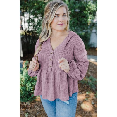 Plus Size Hooded Waffle Knit Top