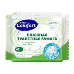 Влажная туалетная бумага Comfort smart с экстрактом Алоэ Вера, 42шт