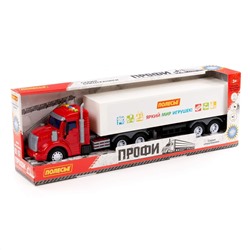 323151 Полесье "Профи", автомобиль-тягач с полуприцепом инерционный (со светом и звуком) (красно-белый) (в коробке)