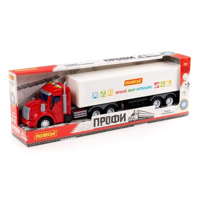 323151 Полесье "Профи", автомобиль-тягач с полуприцепом инерционный (со светом и звуком) (красно-белый) (в коробке)
