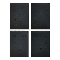 Скетчбук А4, 30 черных листов на гребне, "Паттерн", твердая подложка, плотность 110 гр., МИКС