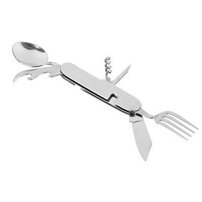 Набор туристический 7 в 1 (ложка, вилка, нож, открывалка, консервный нож, штопор, скребок) ЕРМАК