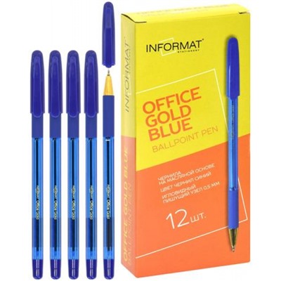 Ручка шариковая масляная 0.5мм "Office Gold Blue" синяя OPR04-03-BB inФОРМАТ