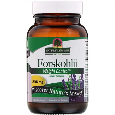 Nature's Answer, Колеус форсколии, 250 мг, 60 вегетарианских капсул