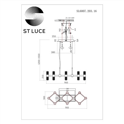 SL6007.203.16 Люстра подвесная ST-Luce Латунь/Прозрачный LED 16*2,5W 4000K