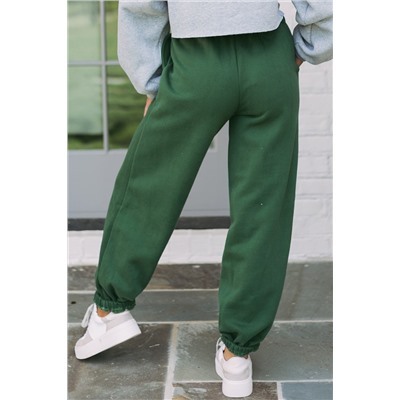 Mist Green Drawstring Waist Casual Jogger Pants