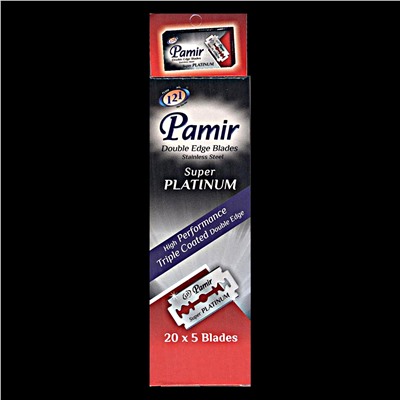 Лезвия для бритья классические двусторонние Pamir Stainless Steel Super Platinum 5шт. (20X5шт. =100 лезвий) в картонном блоке