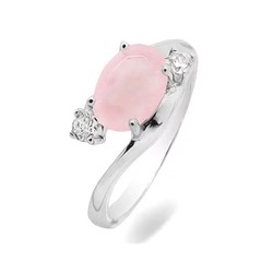 Кольцо из серебра розовый кварц, МЦВ652