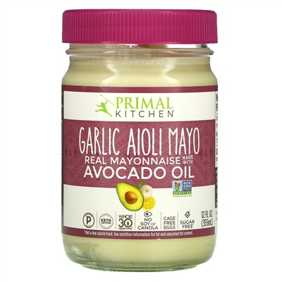 Primal Kitchen, Garlic Aioli Mayo, Real Mayonnaise with Avocado Oil,  12 fl oz (355 ml)
