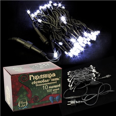 Гирлянда-Нить 100 Led белая, длина 10 м