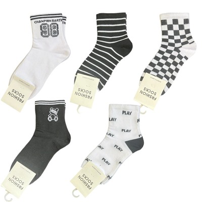 Хлопковые носки FASHION SOCKS (чёрно-белые)