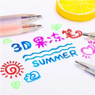 Ручки желейные 3D Jelly Pen (набор 6 шт.) для творчества, с автоматическим механизмом, гелевая паста, прозрачный корпус