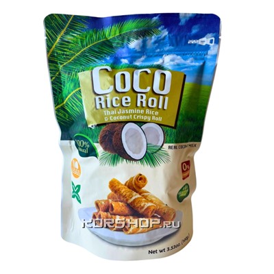 Кокосовые роллы из рисовой муки со вкусом Кокоса Kaset, Таиланд, 100 г Акция