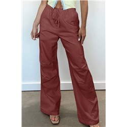 Бордовые брюки-карго с накладными карманами