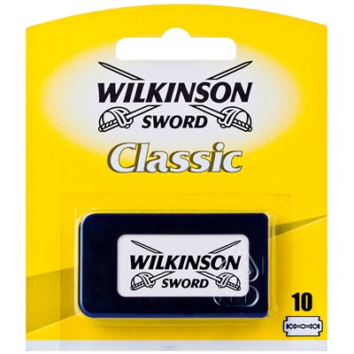 Лезвия для бритья классические двусторонние Wilkinson Sword Classic 10шт. (1X10шт. =10 лезвий) на блистере (Pillar Box.)