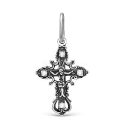 Крест из чернёного серебра с фианитами - 3 см