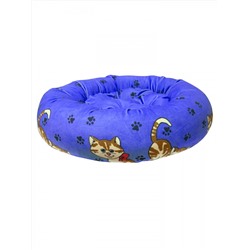 408622 Зооник Лежанка круглая с подушкой "кошки", голубой велюр (480х480х150)