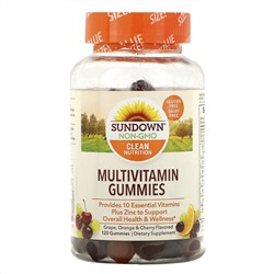 Sundown Naturals, Мультивитаминные жевательные конфеты, со вкусом винограда, апельсина и вишни, 120 шт.