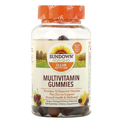 Sundown Naturals, Мультивитаминные жевательные конфеты, со вкусом винограда, апельсина и вишни, 120 шт.