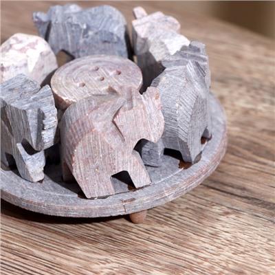 Подставка для благовония "Слоны" камень 8х8х3 см