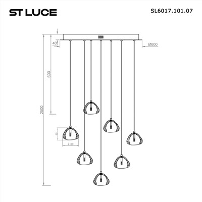 SL6017.101.07 Светильник подвесной ST-Luce Хром/Прозрачный с пузырьками воздуха LED 7*3W 3000K