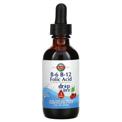 KAL, B-6 B-12 Folic Acid, Natural Mixed Berry, 2 fl oz ( 59 ml)