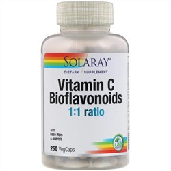 Solaray, биофлавоноиды с витамином C, в соотношении 1:1, 250 растительных капсул