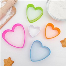 Набор форм для печенья Доляна «Сердце», 5 предметов, 10×9×3,5 см, цвет МИКС