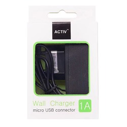 ЗУ Сетевое Activ (повр. уп.) micro USB 1A/5W (Micro USB) (black)