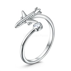 Кольцо из серебра с фианитом родированное - Самолёт 411-10-737р