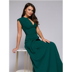 Платье зеленое длины макси с глубоким декольте