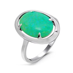 Кольцо из серебра опал зеленый, МОВ0290
